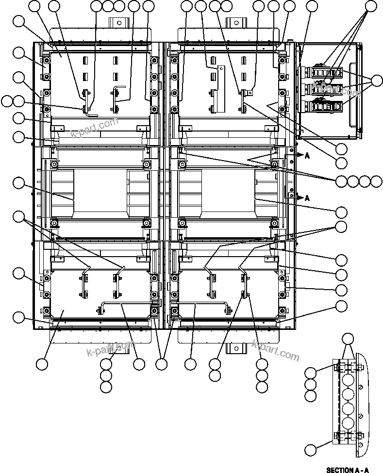 Komatsu parts book diagram for AFE47-EF 730E S/N A30445 & A30446   ORAPA MINE: RETARDING GRID ASSEMBLY - 7 STEP (PC2158)