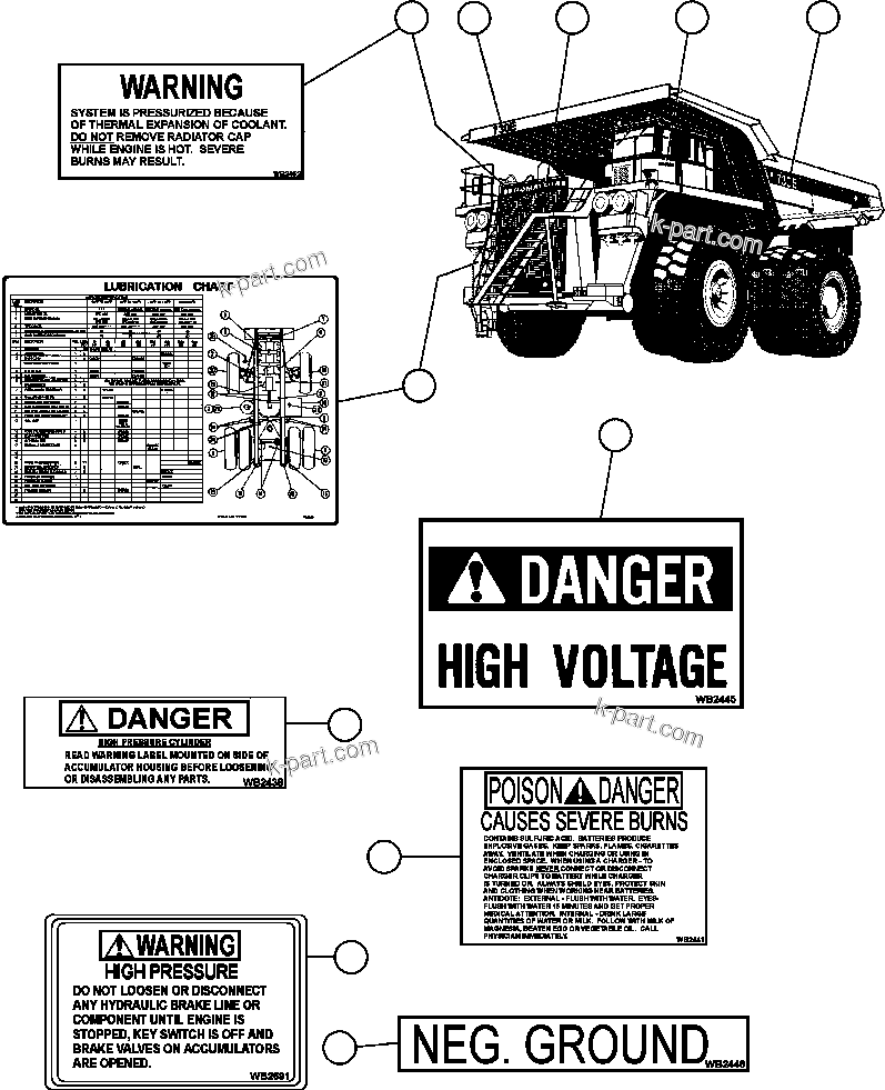 Komatsu parts book diagram for AFE47-FE 730E S/N A30512 - A30517    ROSSING URANIUM: DECALS & WARNINGS - 1