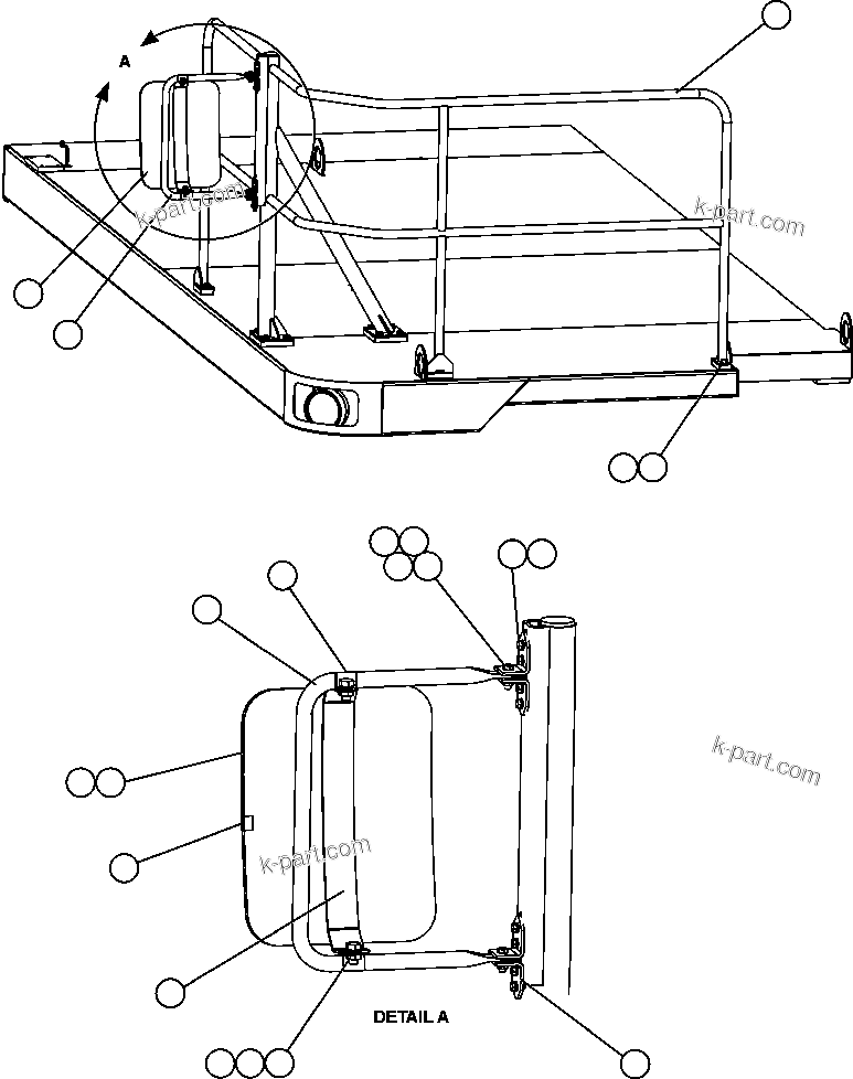 Komatsu parts book diagram for AFE47-FE 730E S/N A30512 - A30517    ROSSING URANIUM: R.H. DECK HANDRAILS & MIRROR