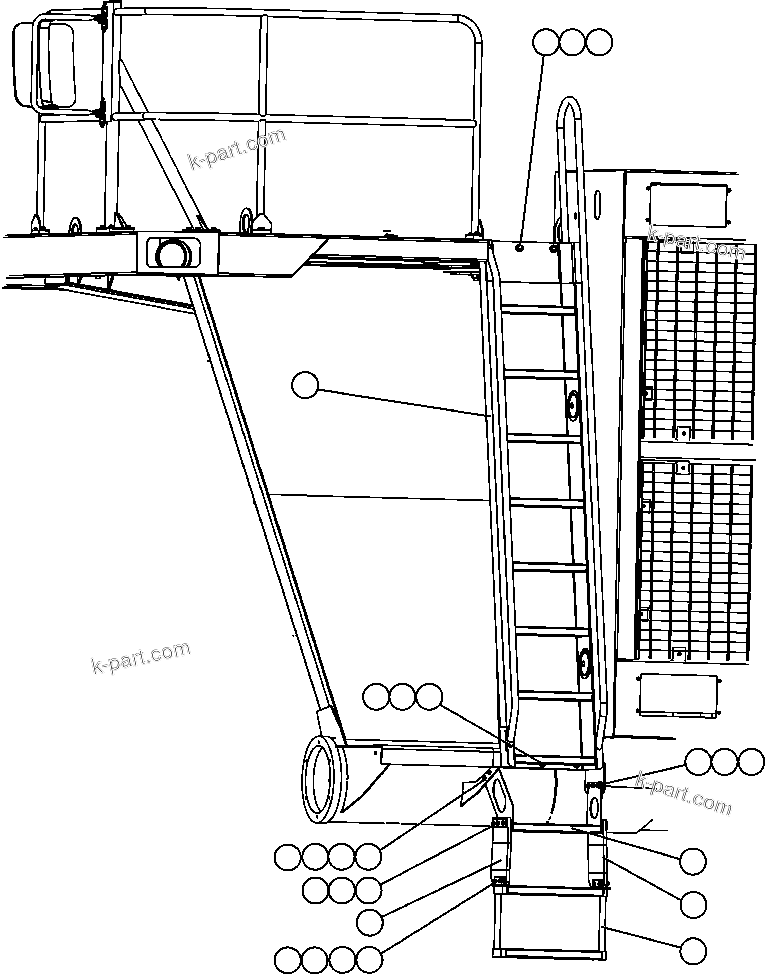 Komatsu parts book diagram for AFE47-FE 730E S/N A30512 - A30517    ROSSING URANIUM: R.H. LADDER INSTALLATION