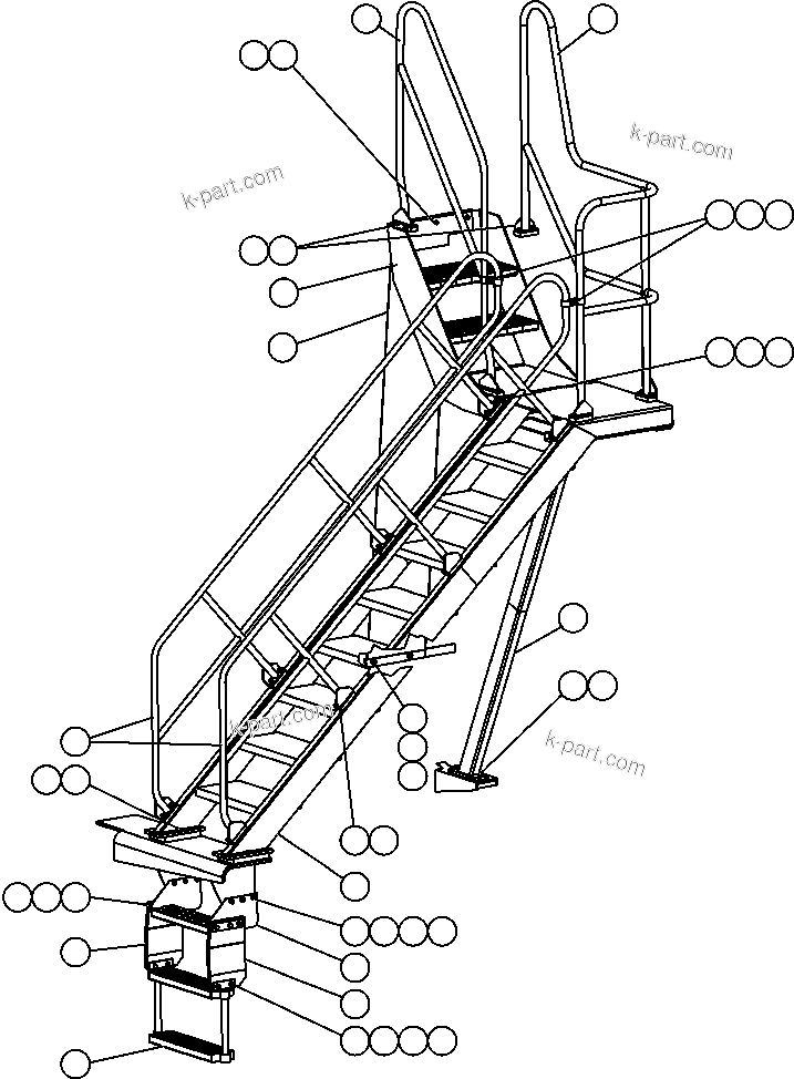 Komatsu parts book diagram for AFE47-FE 730E S/N A30512 - A30517    ROSSING URANIUM: DIAGONAL & LEFT DECK LADDERS