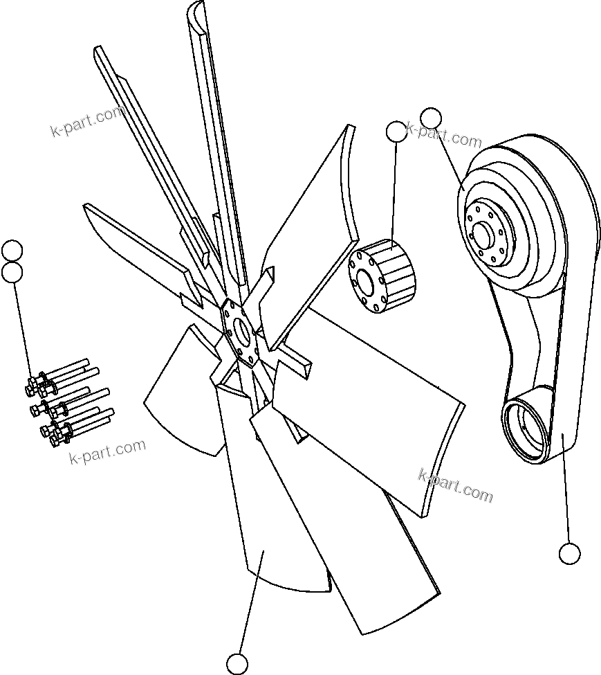 Komatsu parts book diagram for AFE47-FE 730E S/N A30512 - A30517    ROSSING URANIUM: FAN & FAN DRIVE