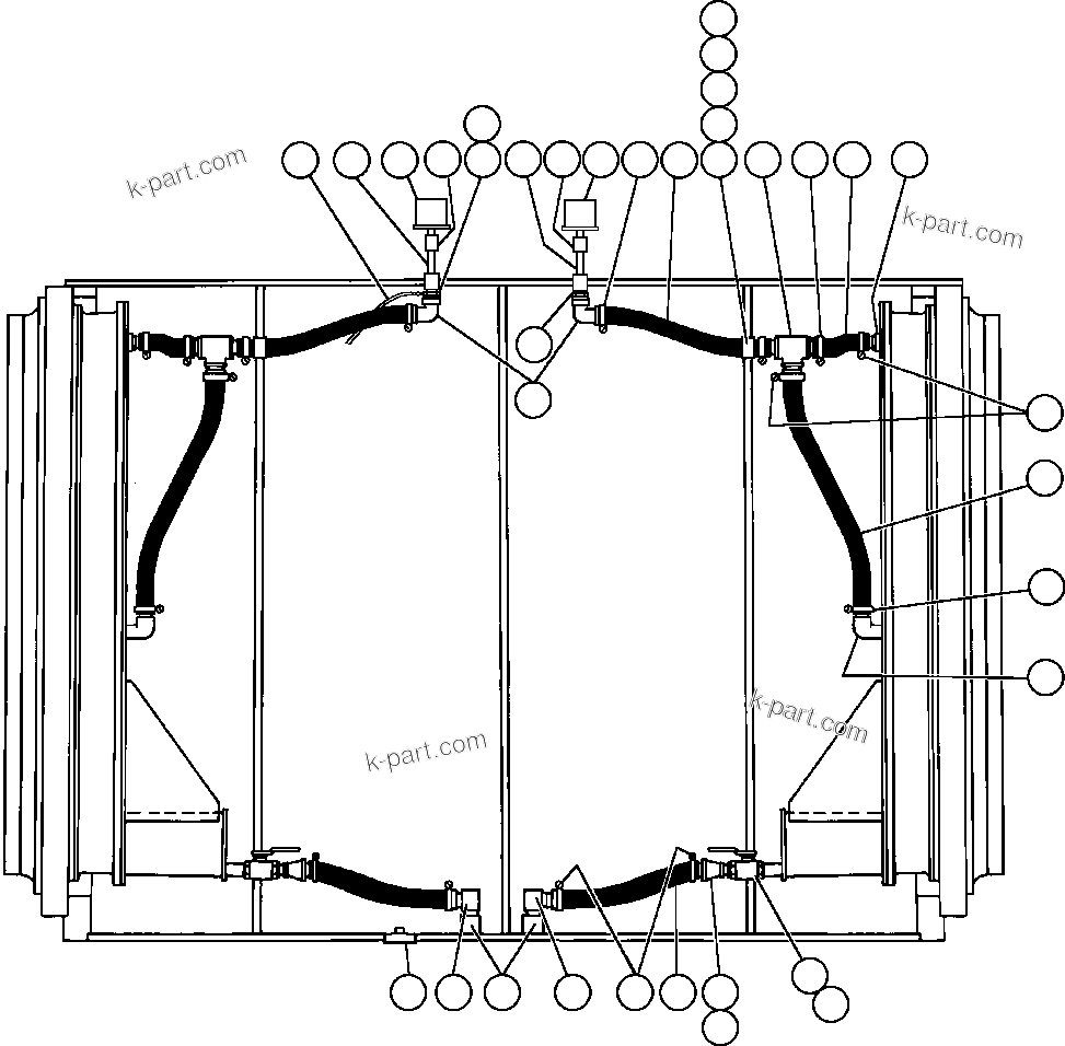 Komatsu parts book diagram for AFE47-FE 730E S/N A30512 - A30517    ROSSING URANIUM: DRIVE WHEEL PIPING