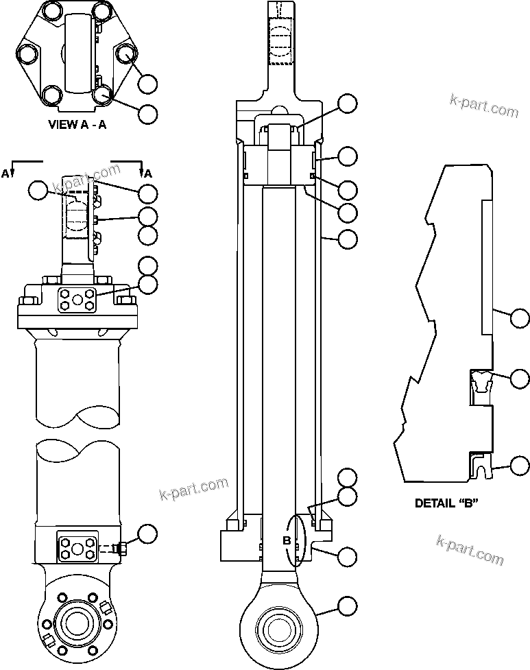 Komatsu parts book diagram for AFE47-FE 730E S/N A30512 - A30517    ROSSING URANIUM: STEERING CYLINDER AND BEARINGS