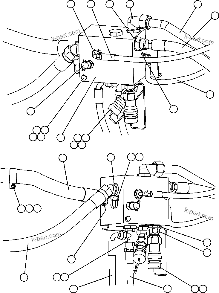 Komatsu parts book diagram for AFE47-FE 730E S/N A30512 - A30517    ROSSING URANIUM: BLEEDDOWN MANIFOLD INSTALLATION