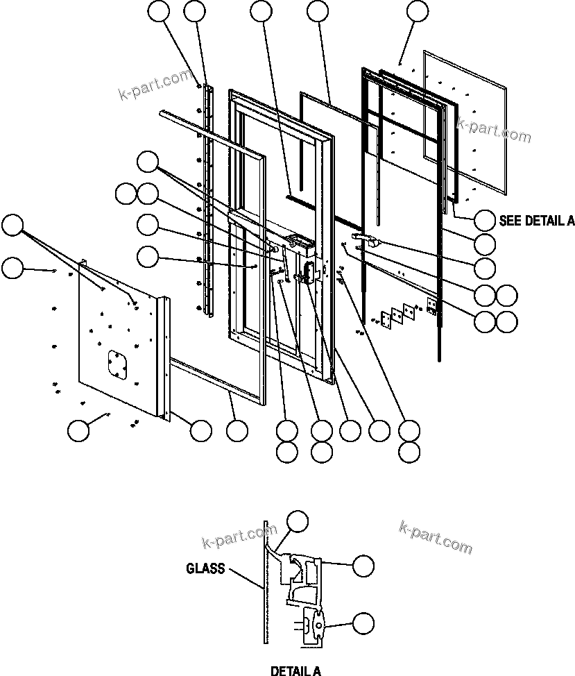 Komatsu parts book diagram for AFE47-FE 730E S/N A30512 - A30517    ROSSING URANIUM: DOOR - L.H. (EM0048)
