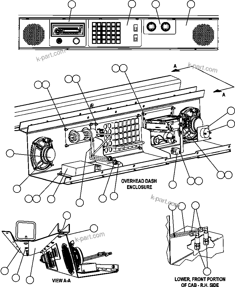 Komatsu parts book diagram for AFE47-FE 730E S/N A30512 - A30517    ROSSING URANIUM: OVERHEAD DASH MODULE