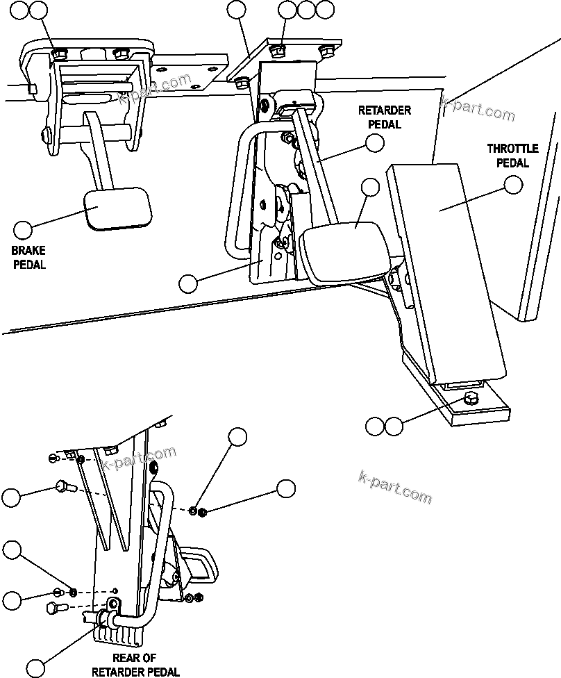 Komatsu parts book diagram for AFE47-FE 730E S/N A30512 - A30517    ROSSING URANIUM: PEDAL INSTALLATION