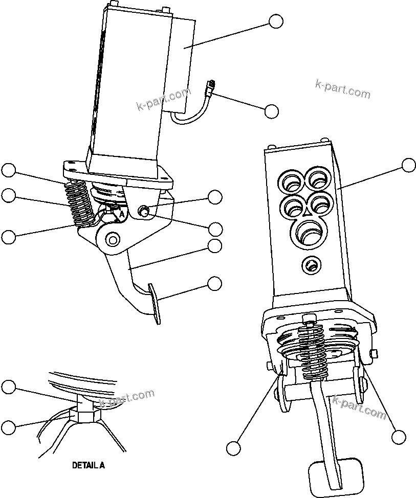Komatsu parts book diagram for AFE47-FE 730E S/N A30512 - A30517    ROSSING URANIUM: BRAKE VALVE PEDAL ASSEMBLY (PC2027)
