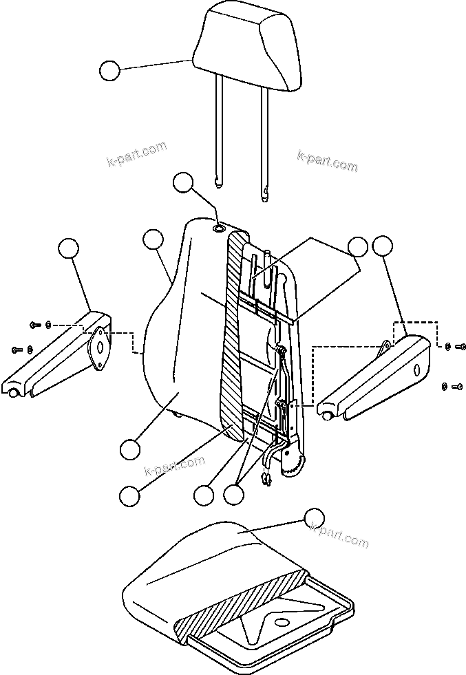 Komatsu parts book diagram for AFE47-FE 730E S/N A30512 - A30517    ROSSING URANIUM: OPERATOR'S SEAT ASSEMBLY (PC2324)