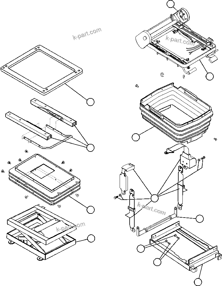 Komatsu parts book diagram for AFE47-FE 730E S/N A30512 - A30517    ROSSING URANIUM: OPERATOR'S SEAT ASSEMBLY - 1 (PC2324)