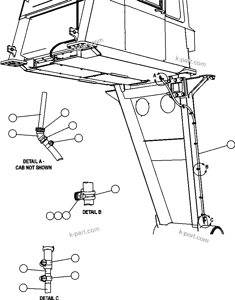 Komatsu parts book diagram for AFE47-FE 730E S/N A30512 - A30517    ROSSING URANIUM: A/C DRAIN HOSE INSTALLATION