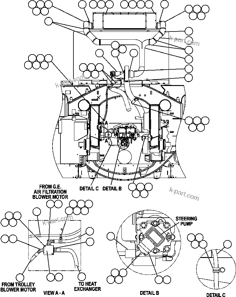 Komatsu parts book diagram for AFE47-FE 730E S/N A30512 - A30517    ROSSING URANIUM: AIR INTAKE FILTRATION INSTALLATION