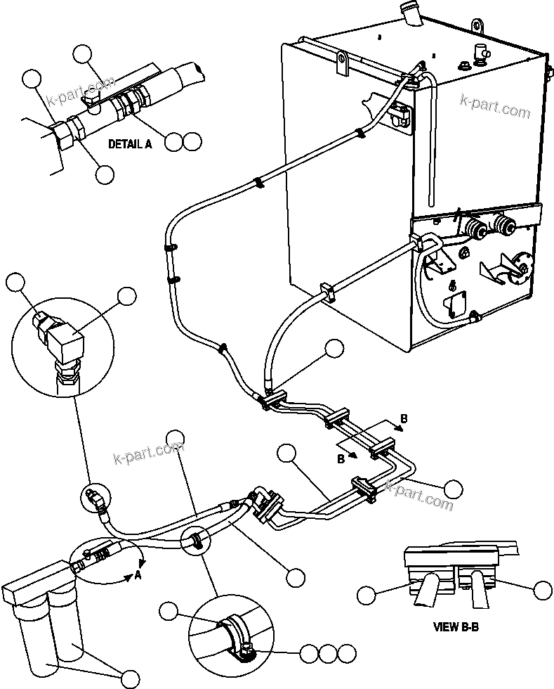 Komatsu parts book diagram for AFE47-FE 730E S/N A30512 - A30517    ROSSING URANIUM: FUEL SYSTEM PIPING - 1