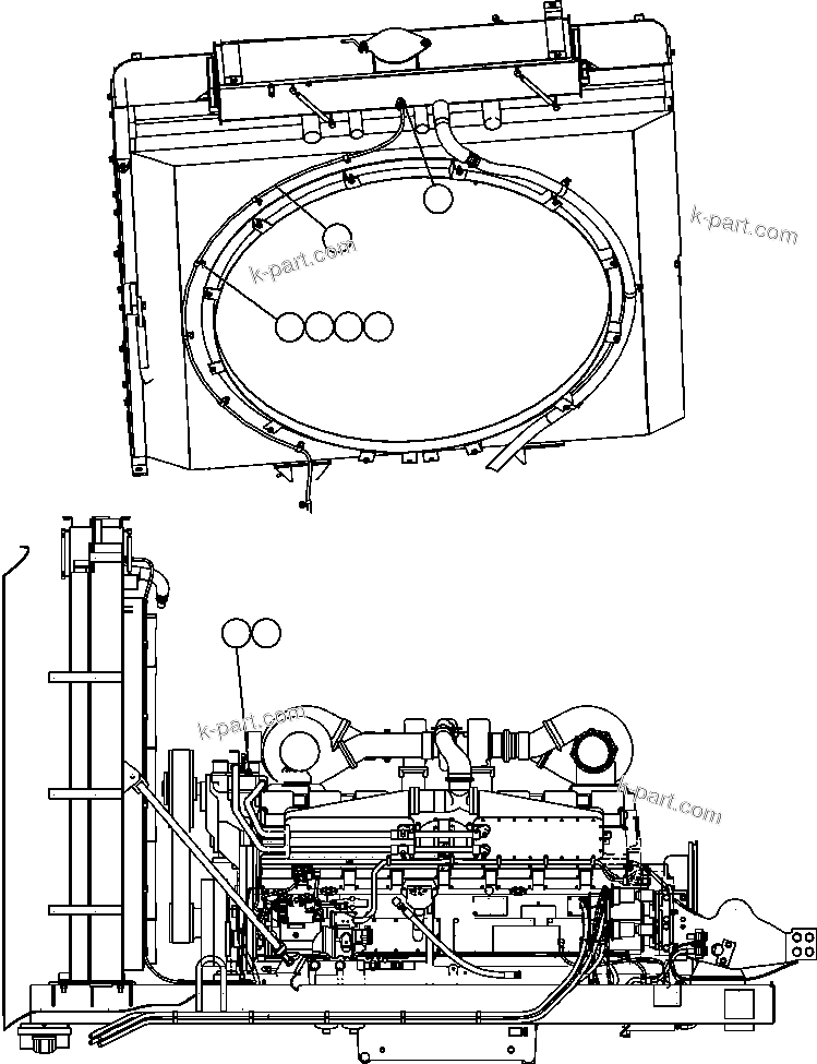 Komatsu parts book diagram for AFE47-FE 730E S/N A30512 - A30517    ROSSING URANIUM: ENGINE WIRING - COOLING SYSTEM