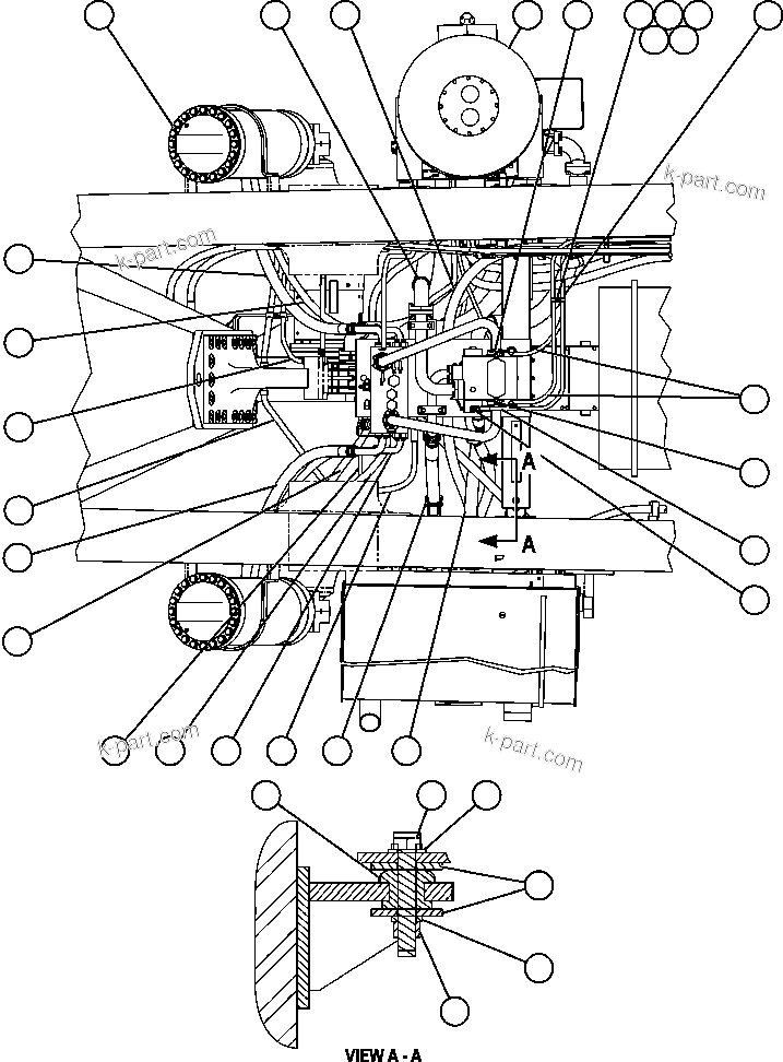 Komatsu parts book diagram for AFE47-FE 730E S/N A30512 - A30517    ROSSING URANIUM: HYDRAULIC SYSTEM PIPING - PUMP MODULE