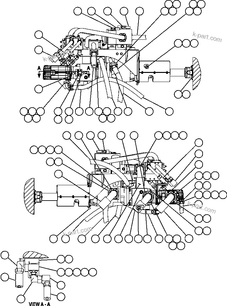 Komatsu parts book diagram for AFE47-FE 730E S/N A30512 - A30517    ROSSING URANIUM: HYDRAULIC SYSTEM PIPING - PUMP MODULE - 1