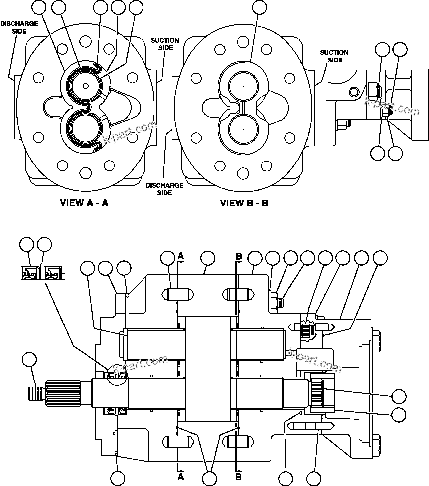 Komatsu parts book diagram for AFE47-FE 730E S/N A30512 - A30517    ROSSING URANIUM: HOIST PUMP ASSEMBLY (PB9907)