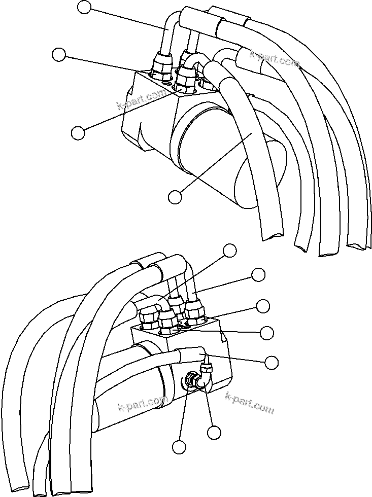 Komatsu parts book diagram for AFE47-FE 730E S/N A30512 - A30517    ROSSING URANIUM: STEERING VALVE PIPING