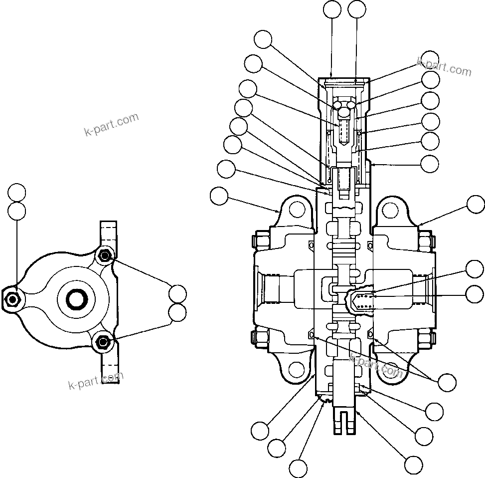 Komatsu parts book diagram for AFE47-FE 730E S/N A30512 - A30517    ROSSING URANIUM: HOIST PILOT VALVE ASSEMBLY (PB6922)