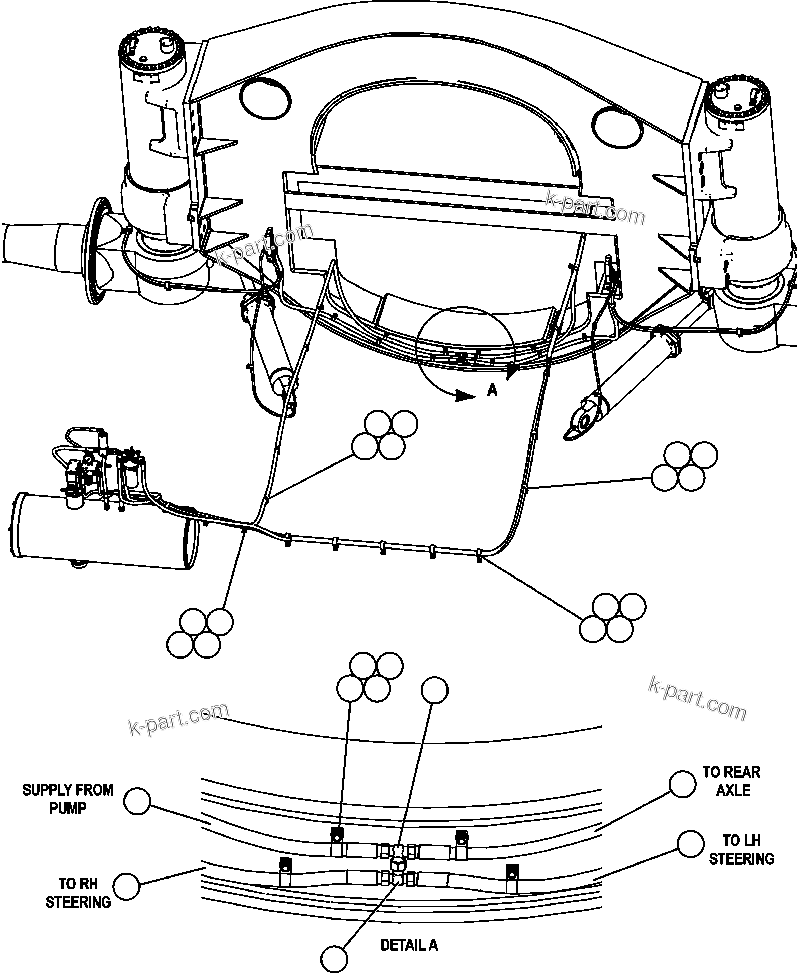Komatsu parts book diagram for AFE47-FE 730E S/N A30512 - A30517    ROSSING URANIUM: AUTOMATIC LUBRICATION - FRAME PIPING