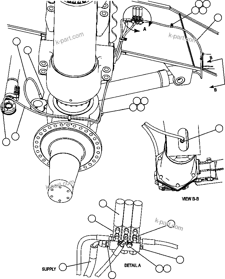 Komatsu parts book diagram for AFE47-FE 730E S/N A30512 - A30517    ROSSING URANIUM: AUTOMATIC LUBRICATION - STEERING PIPING