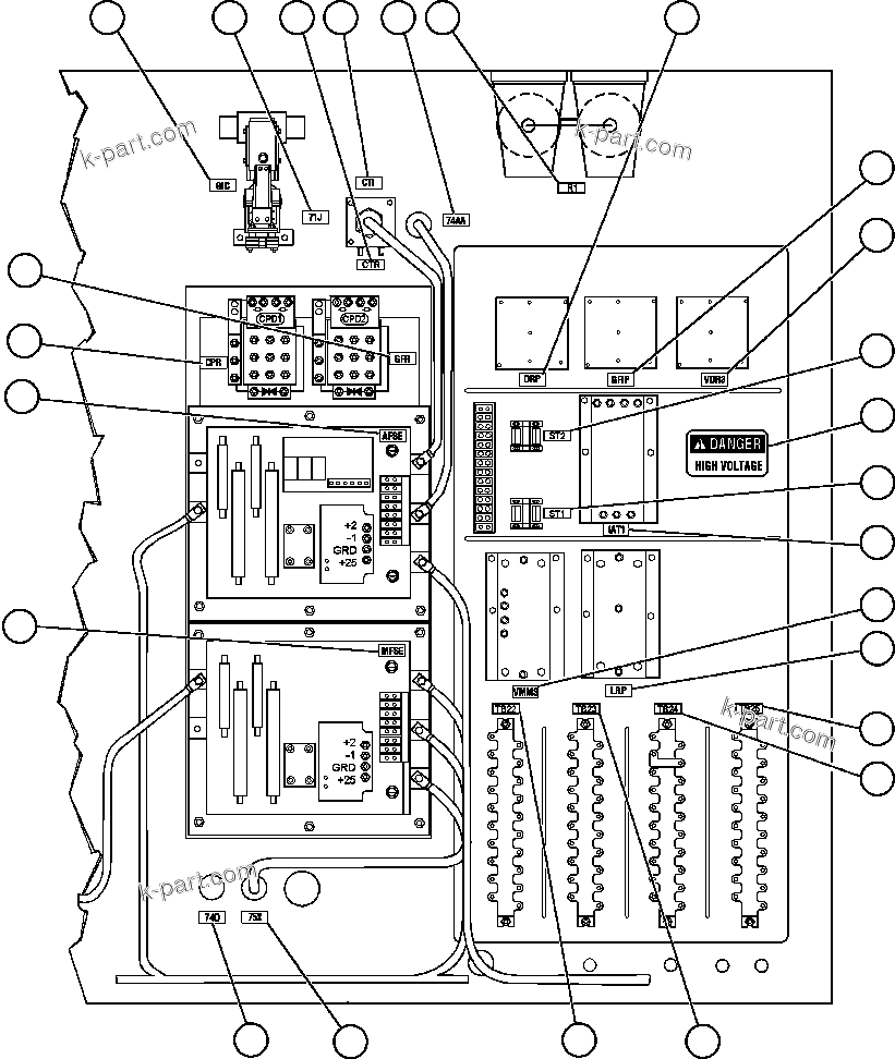 Komatsu parts book diagram for AFE47-FE 730E S/N A30512 - A30517    ROSSING URANIUM: CONTROL CABINET ASSEMBLY - 10
