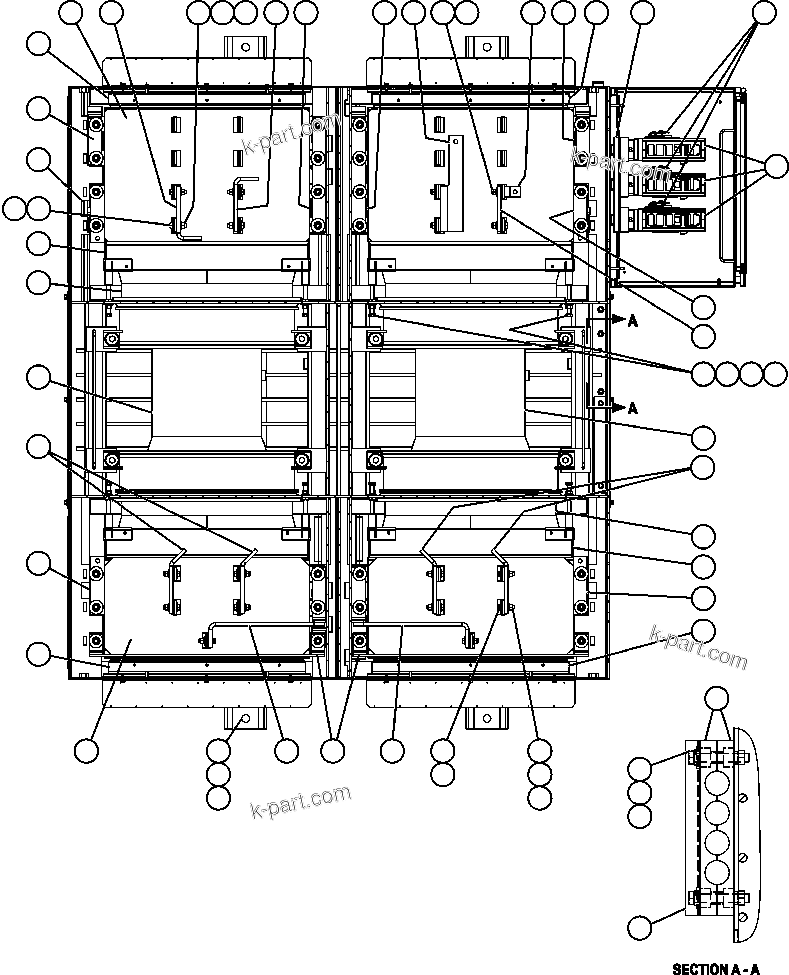 Komatsu parts book diagram for AFE47-FE 730E S/N A30512 - A30517    ROSSING URANIUM: RETARDING GRID ASSEMBLY - 3 STEP (PC2187)