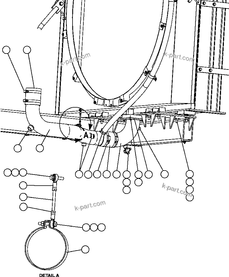 Komatsu parts book diagram for AFE47-FF 730E S/N A30518 - A30520 & A30523     DARMA HENWA: RADIATOR PIPING - 2