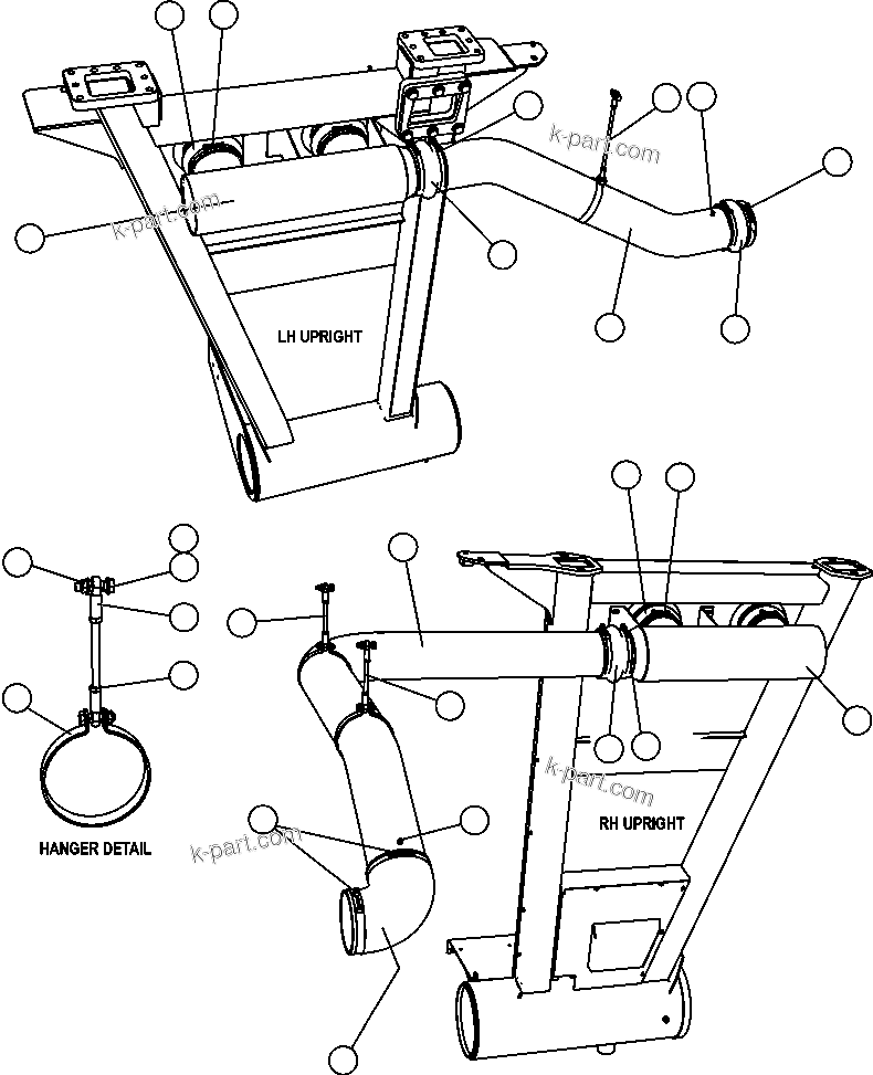 Komatsu parts book diagram for AFE47-FF 730E S/N A30518 - A30520 & A30523     DARMA HENWA: AIR CLEANER PIPING & INSTALLATION