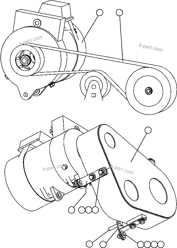 Komatsu parts book diagram for AFE47-FF 730E S/N A30518 - A30520 & A30523     DARMA HENWA: BATTERY CHARGING ALTERNATOR INSTL
