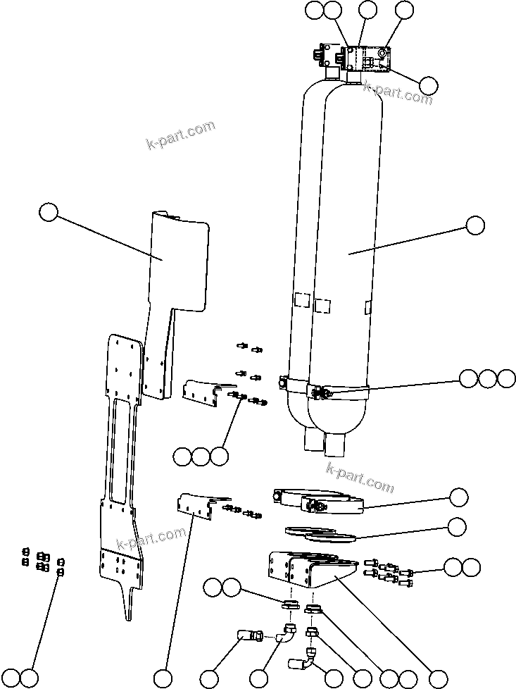 Komatsu parts book diagram for AFE47-FF 730E S/N A30518 - A30520 & A30523     DARMA HENWA: STEERING ACCUMULATORS INSTALLATION