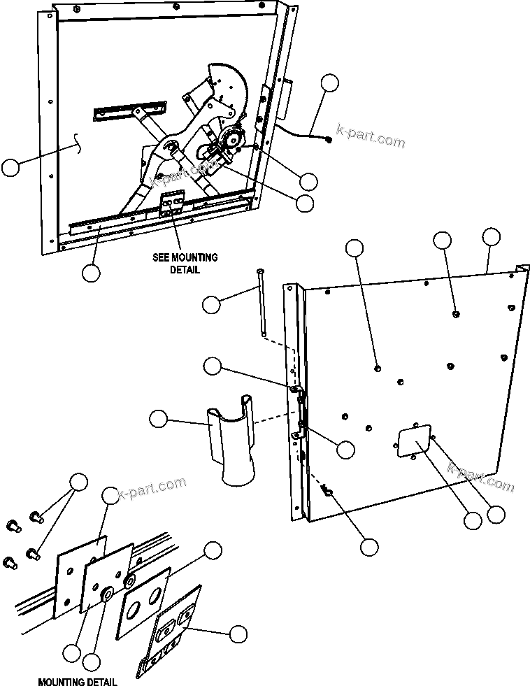 Komatsu parts book diagram for AFE47-FF 730E S/N A30518 - A30520 & A30523     DARMA HENWA: INNER DOOR PANEL - L.H. (EL2746)