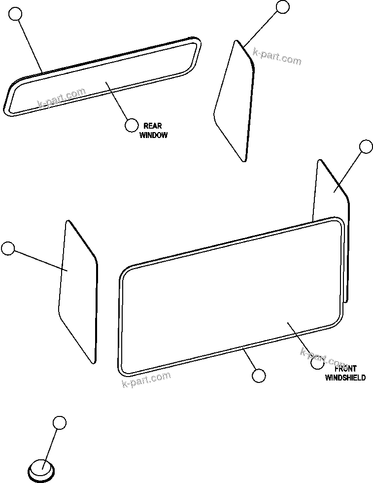 Komatsu parts book diagram for AFE47-FF 730E S/N A30518 - A30520 & A30523     DARMA HENWA: CAB WINDOWS