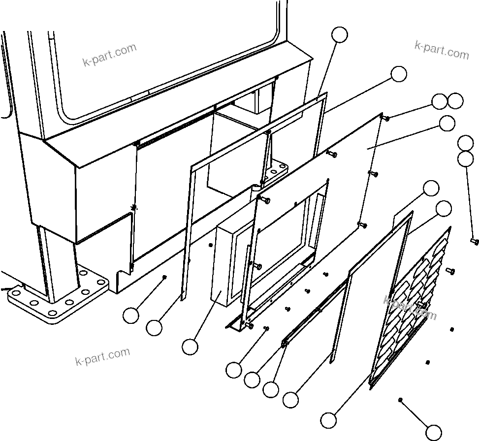 Komatsu parts book diagram for AFE47-FF 730E S/N A30518 - A30520 & A30523     DARMA HENWA: FRONT ACCESS COVER