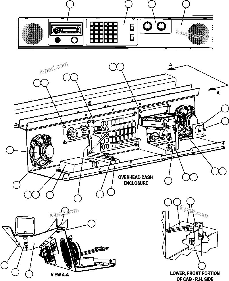 Komatsu parts book diagram for AFE47-FF 730E S/N A30518 - A30520 & A30523     DARMA HENWA: OVERHEAD DASH MODULE