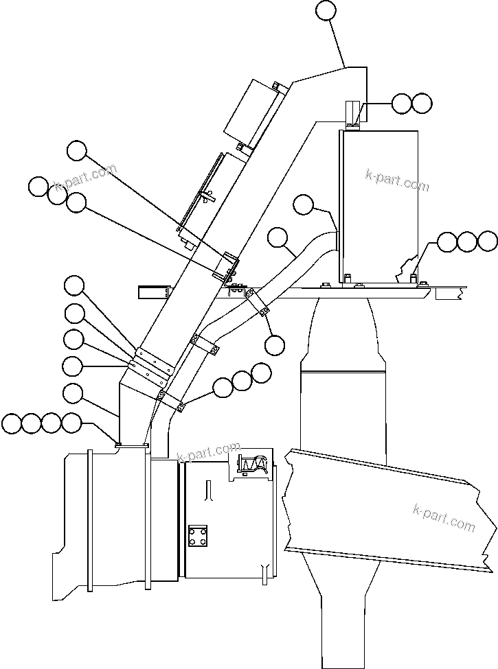 Komatsu parts book diagram for AFE47-FF 730E S/N A30518 - A30520 & A30523     DARMA HENWA: BLOWER INLET & COOLING AIR INSTL