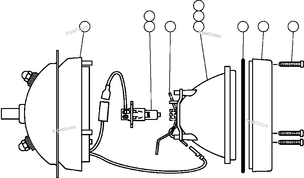 Komatsu parts book diagram for AFE47-FF 730E S/N A30518 - A30520 & A30523     DARMA HENWA: LIGHT ASSEMBLY (SUPER HALOGEN)