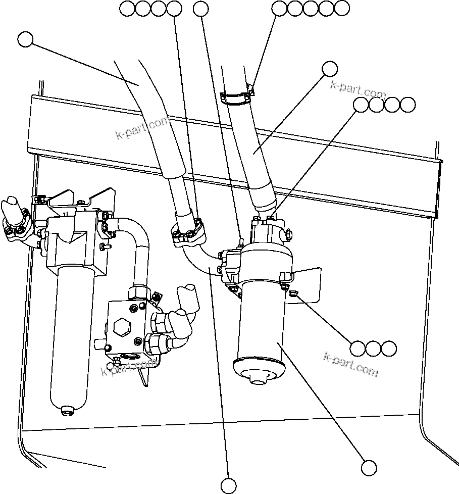 Komatsu parts book diagram for AFE47-FF 730E S/N A30518 - A30520 & A30523     DARMA HENWA: HOIST FILTER INSTALLATION