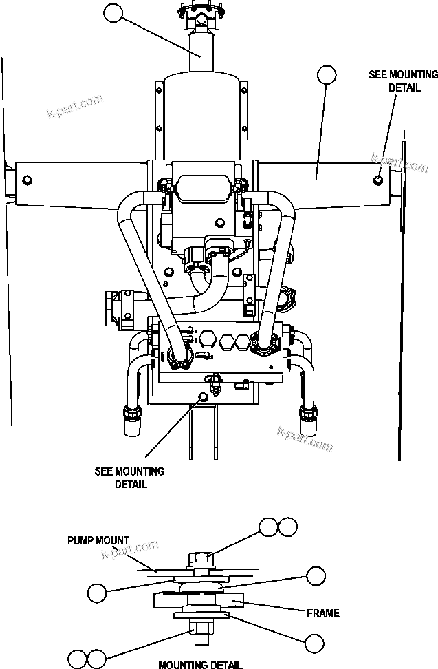 Komatsu parts book diagram for AFE47-FF 730E S/N A30518 - A30520 & A30523     DARMA HENWA: PUMP MODULE INSTALLATION
