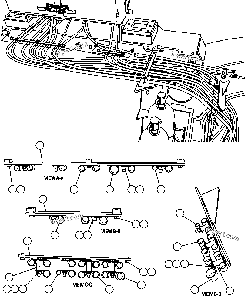 Komatsu parts book diagram for AFE47-FF 730E S/N A30518 - A30520 & A30523     DARMA HENWA: BRAKE CABINET/CAB PIPING - 1
