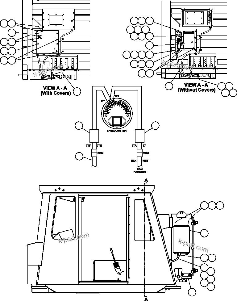 Komatsu parts book diagram for AFE47-FF 730E S/N A30518 - A30520 & A30523     DARMA HENWA: PAYLOAD METER III - CAB