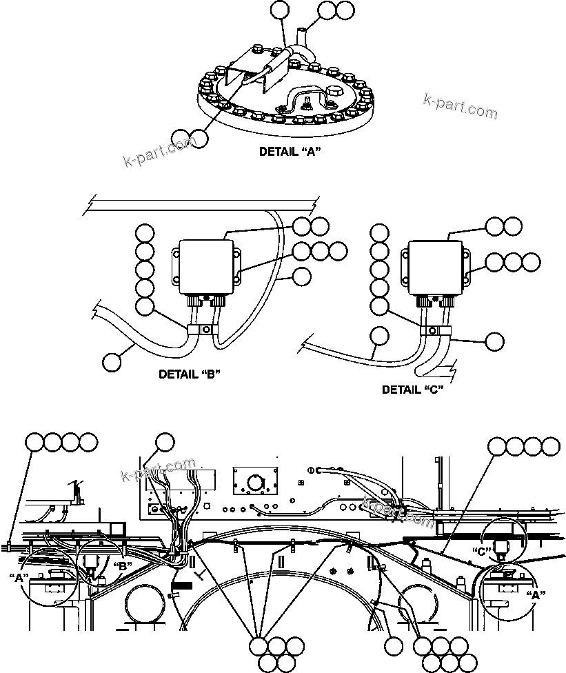 Komatsu parts book diagram for AFE47-FF 730E S/N A30518 - A30520 & A30523     DARMA HENWA: PAYLOAD METER III - FRONT SUSPENSIONS