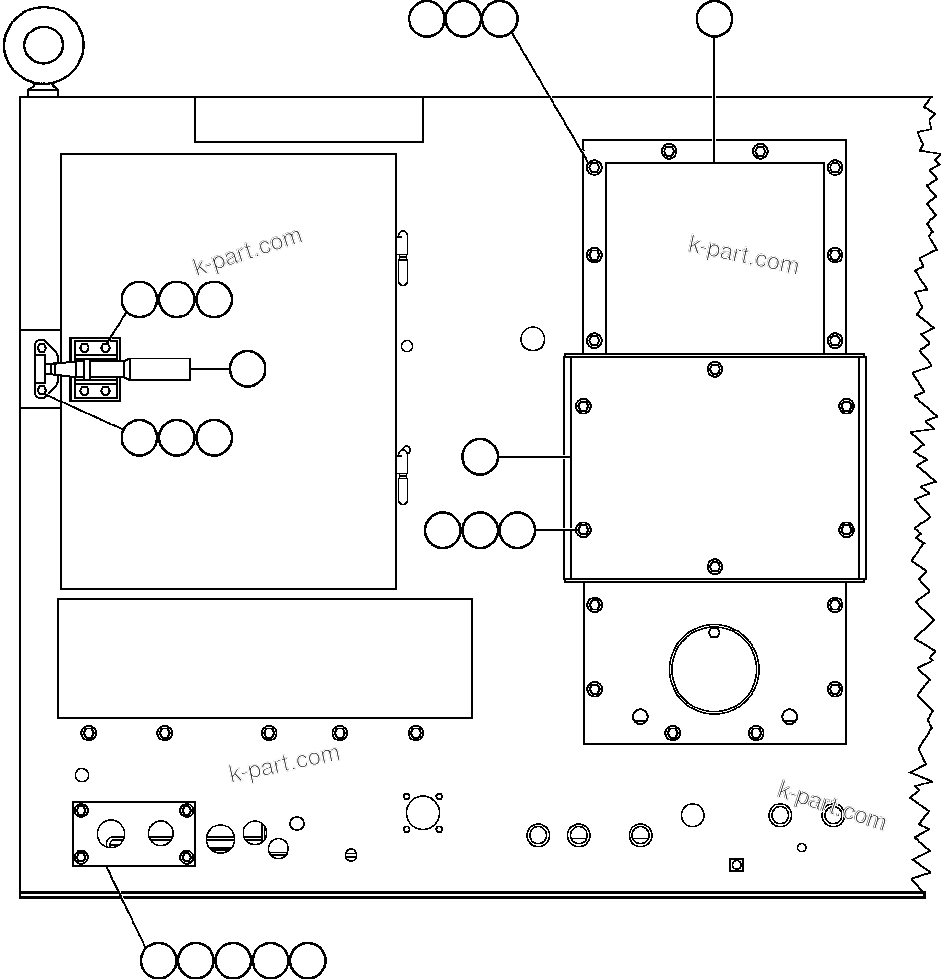 Komatsu parts book diagram for AFE47-FF 730E S/N A30518 - A30520 & A30523     DARMA HENWA: CONTROL CABINET (REAR VIEW)