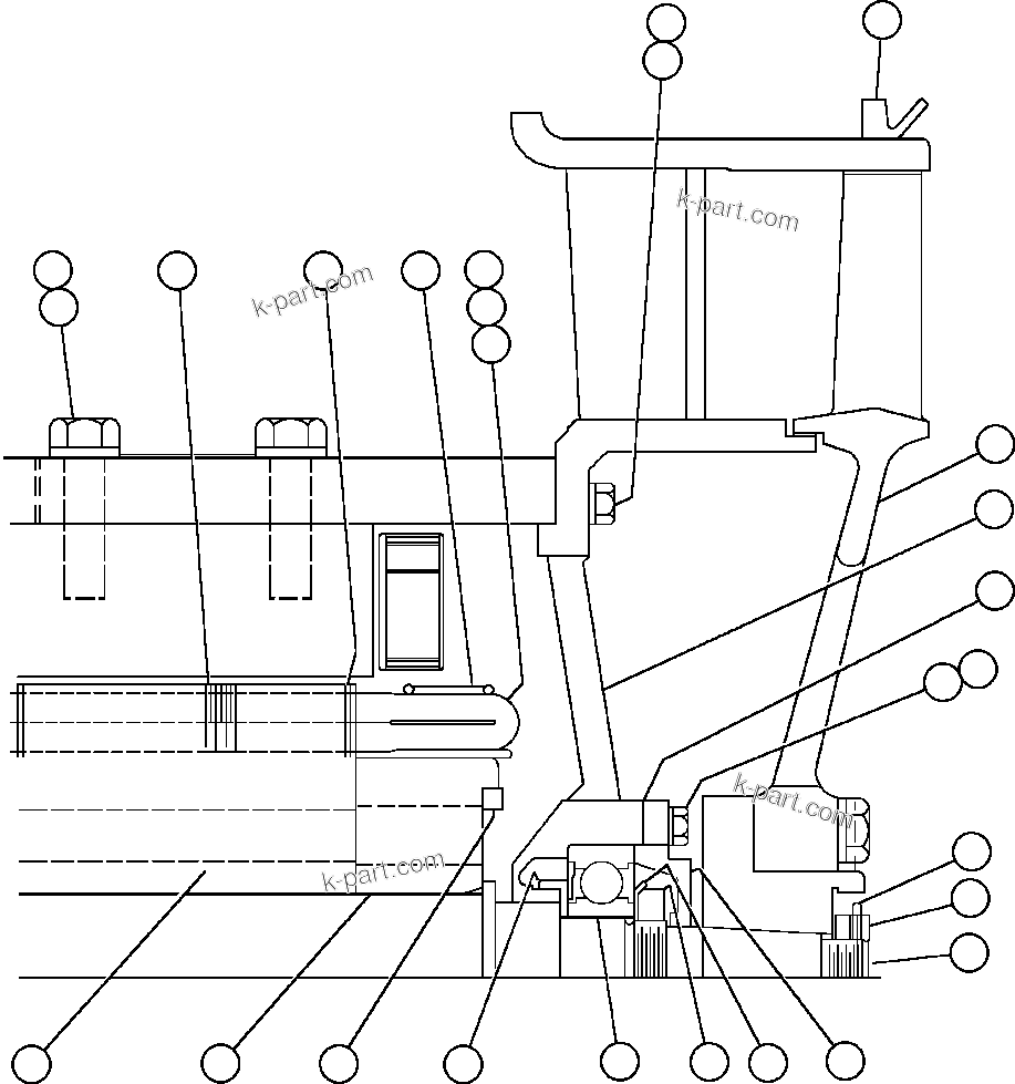 Komatsu parts book diagram for AFE47-FF 730E S/N A30518 - A30520 & A30523     DARMA HENWA: BLOWER MOTOR (NON-COMMUTATOR END) (GE0017)
