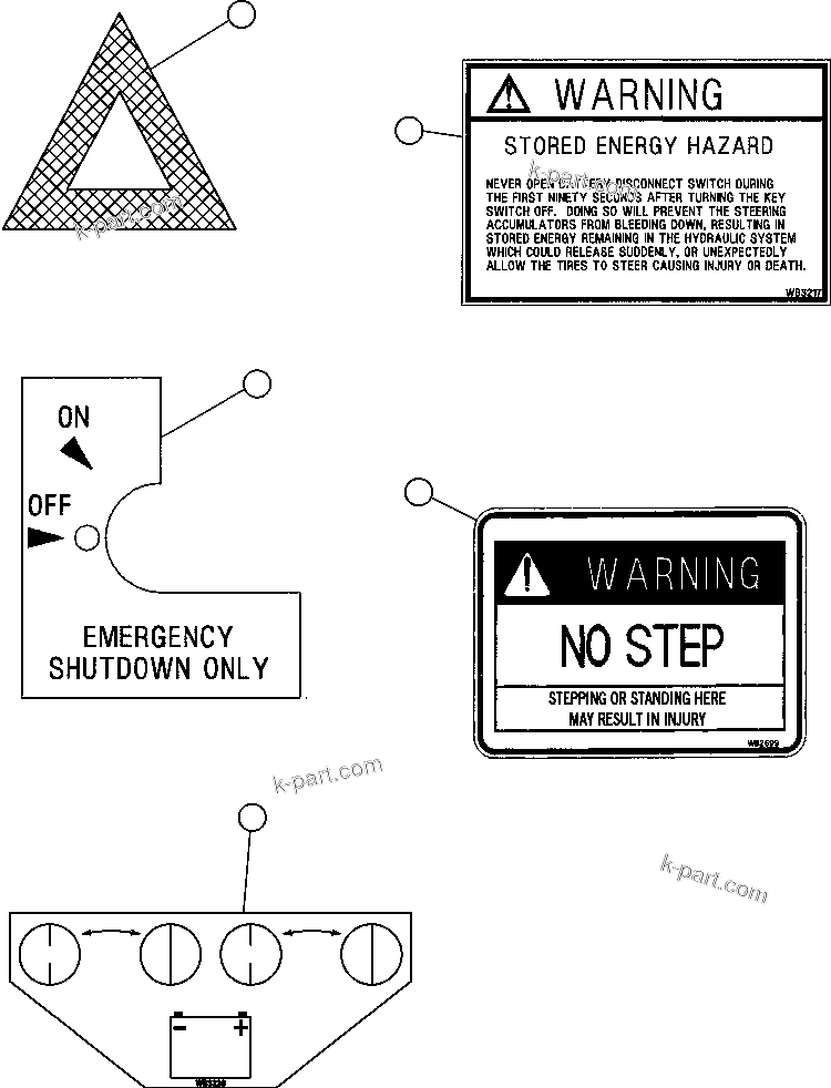Komatsu parts book diagram for AFE47-FH 730E S/N A30524     NITTETSU: DECALS & WARNINGS - 2