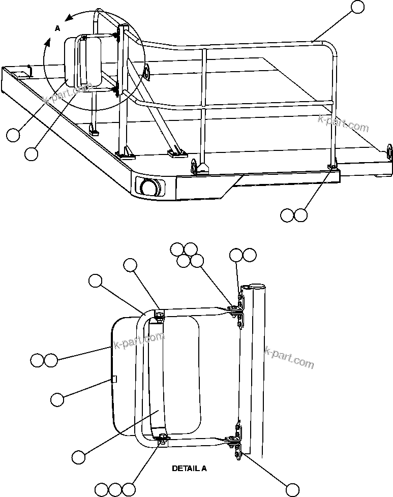 Komatsu parts book diagram for AFE47-FH 730E S/N A30524     NITTETSU: R.H. DECK HANDRAILS & MIRROR