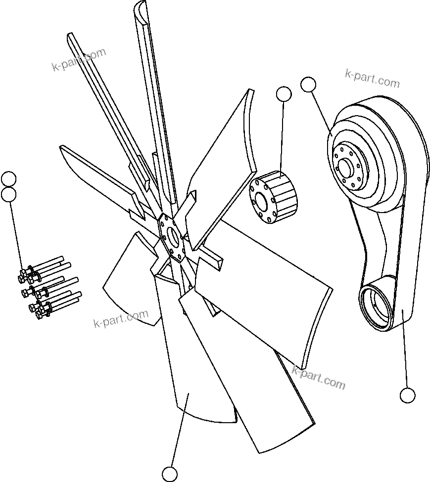 Komatsu parts book diagram for AFE47-FH 730E S/N A30524     NITTETSU: FAN & FAN DRIVE