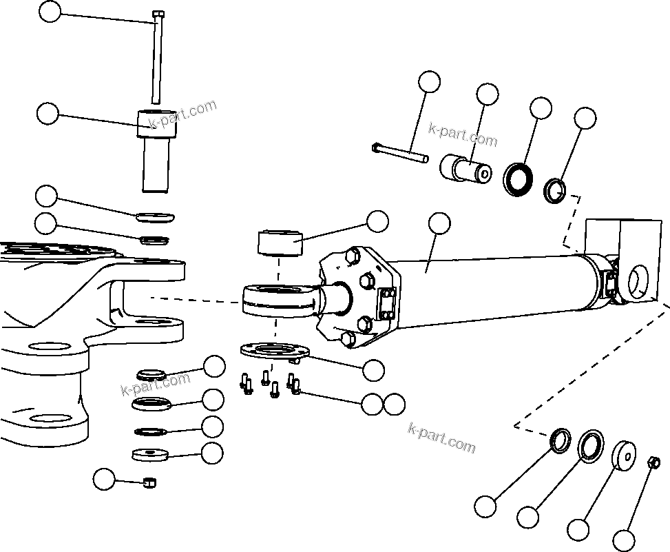 Komatsu parts book diagram for AFE47-FH 730E S/N A30524     NITTETSU: STEERING CYLINDER INSTALLATION