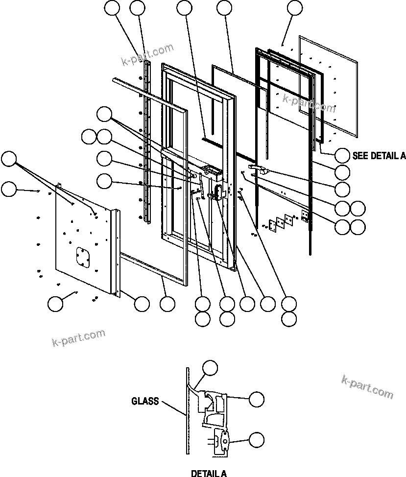 Komatsu parts book diagram for AFE47-FH 730E S/N A30524     NITTETSU: DOOR - L.H. (EM0048)
